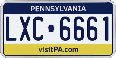 PA license plate LXC6661
