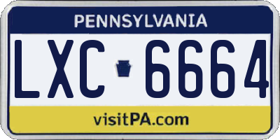 PA license plate LXC6664