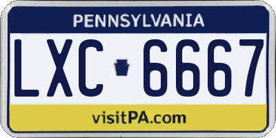 PA license plate LXC6667
