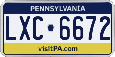 PA license plate LXC6672