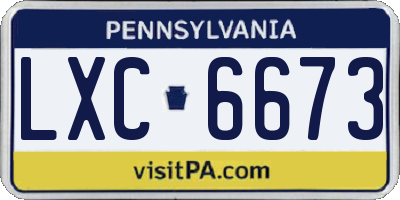 PA license plate LXC6673