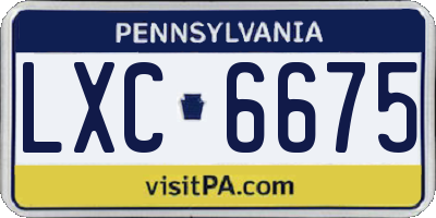 PA license plate LXC6675