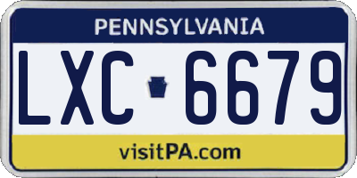 PA license plate LXC6679