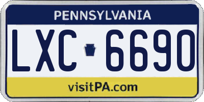 PA license plate LXC6690