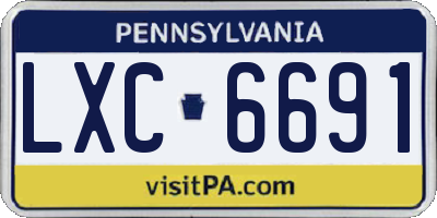 PA license plate LXC6691