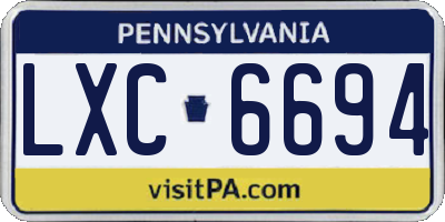 PA license plate LXC6694