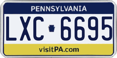 PA license plate LXC6695