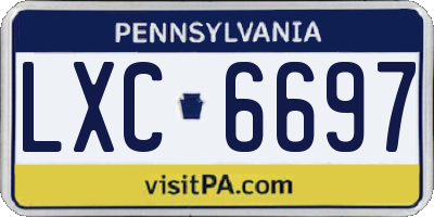 PA license plate LXC6697