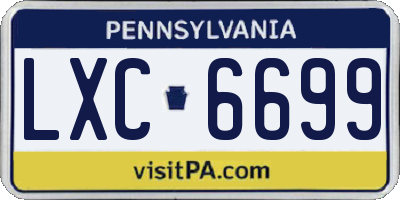 PA license plate LXC6699
