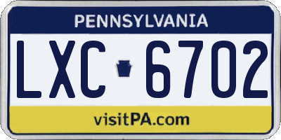 PA license plate LXC6702