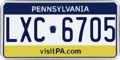 PA license plate LXC6705