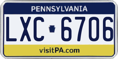 PA license plate LXC6706