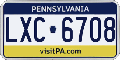 PA license plate LXC6708