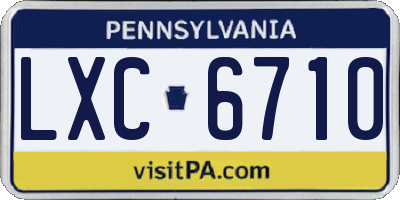 PA license plate LXC6710