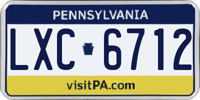 PA license plate LXC6712