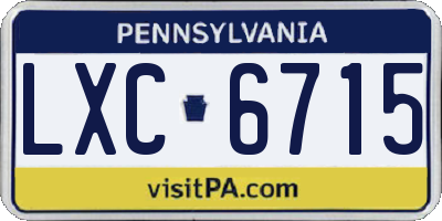 PA license plate LXC6715