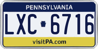 PA license plate LXC6716