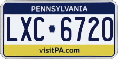 PA license plate LXC6720