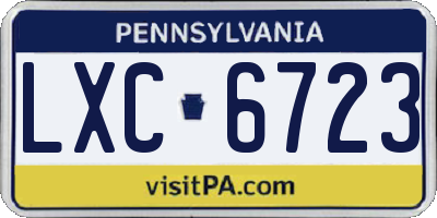 PA license plate LXC6723