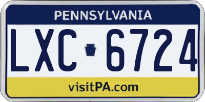 PA license plate LXC6724