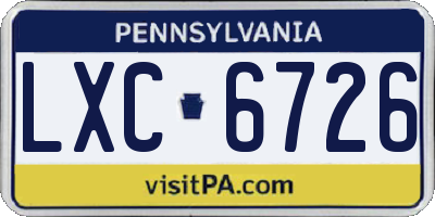 PA license plate LXC6726