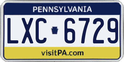 PA license plate LXC6729