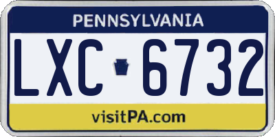 PA license plate LXC6732