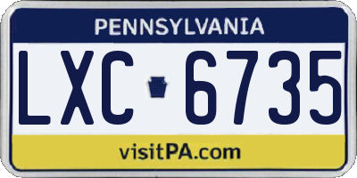 PA license plate LXC6735