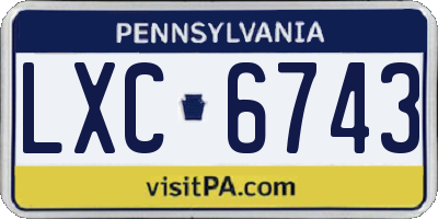 PA license plate LXC6743