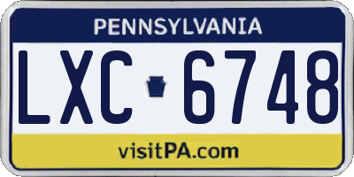 PA license plate LXC6748