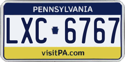 PA license plate LXC6767