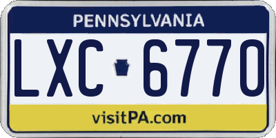 PA license plate LXC6770