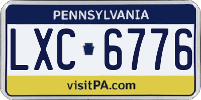 PA license plate LXC6776