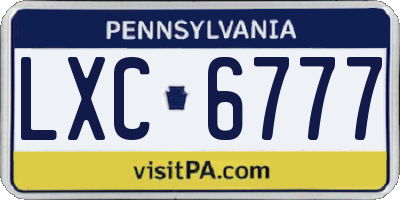 PA license plate LXC6777