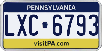 PA license plate LXC6793