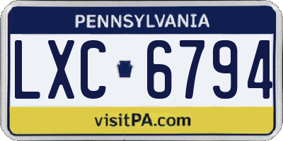 PA license plate LXC6794