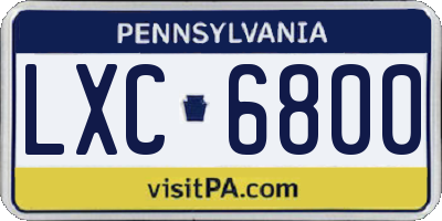 PA license plate LXC6800