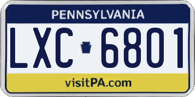 PA license plate LXC6801