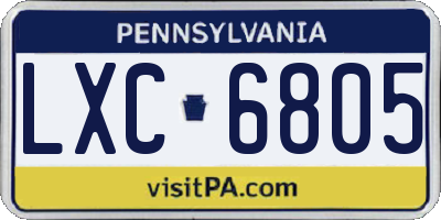 PA license plate LXC6805
