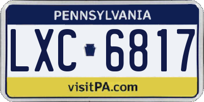 PA license plate LXC6817