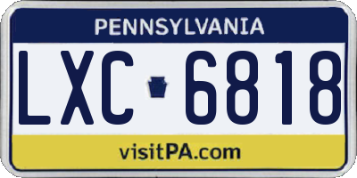 PA license plate LXC6818