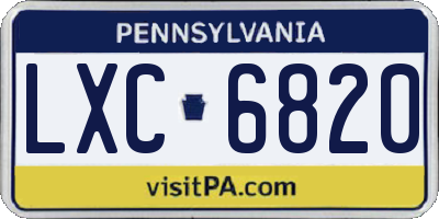 PA license plate LXC6820