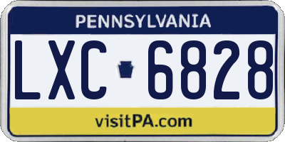 PA license plate LXC6828