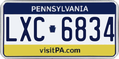 PA license plate LXC6834