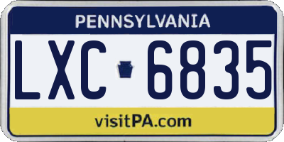 PA license plate LXC6835