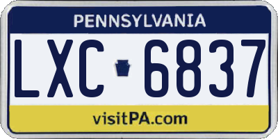 PA license plate LXC6837