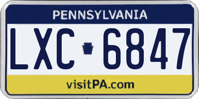PA license plate LXC6847