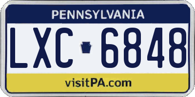 PA license plate LXC6848