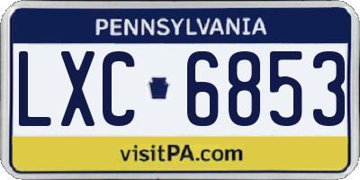 PA license plate LXC6853