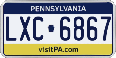 PA license plate LXC6867